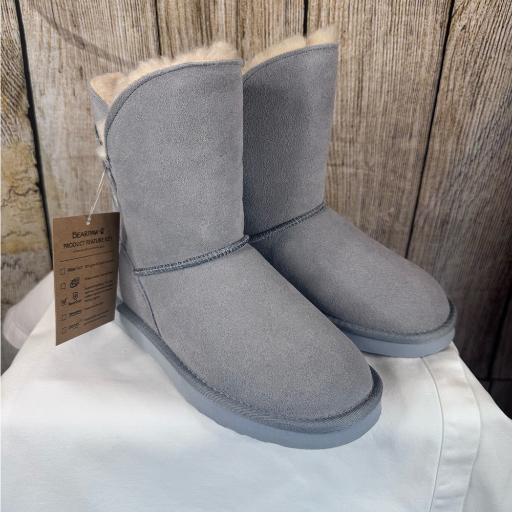 BearPaw Gray Winter Boots with Cream Lining